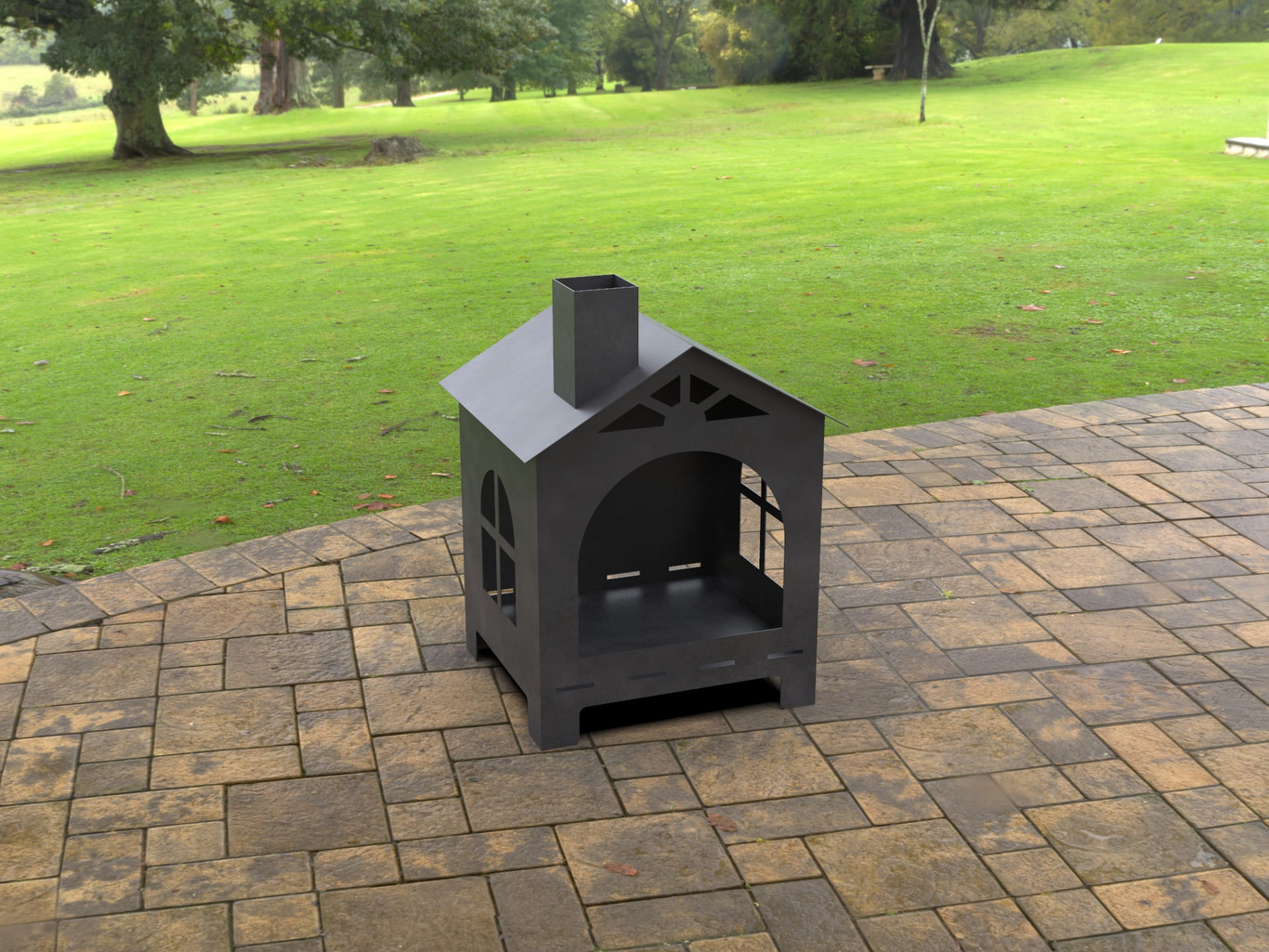 House Outdoor Fireplace. DXF, SVG files for laser, plasma cutting. Patio Fire Pit. Фото 4
