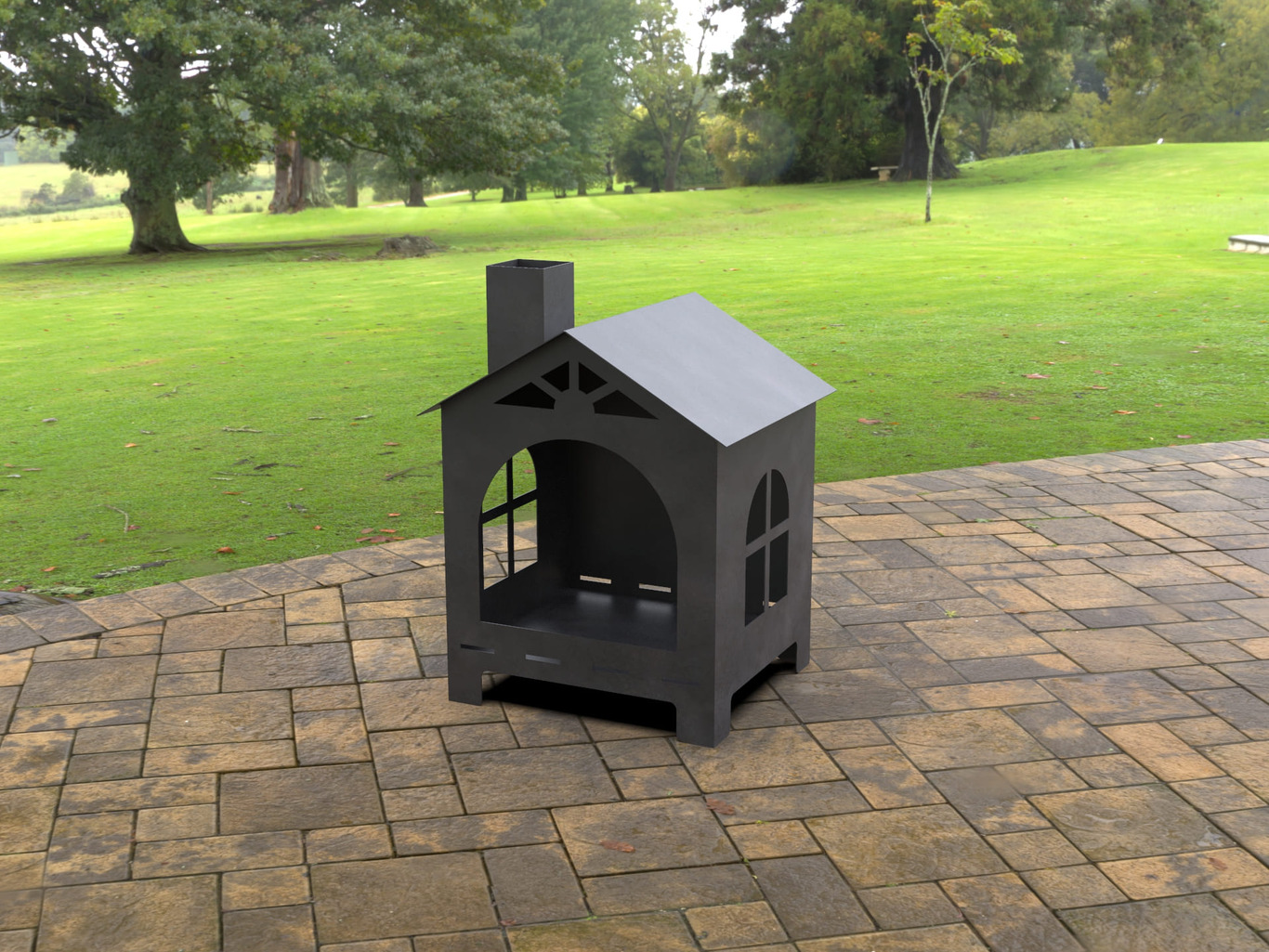 House Outdoor Fireplace. DXF, SVG files for laser, plasma cutting. Patio Fire Pit. Фото 5