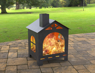 House Outdoor Fireplace. DXF, SVG files for laser, plasma cutting. Patio Fire Pit