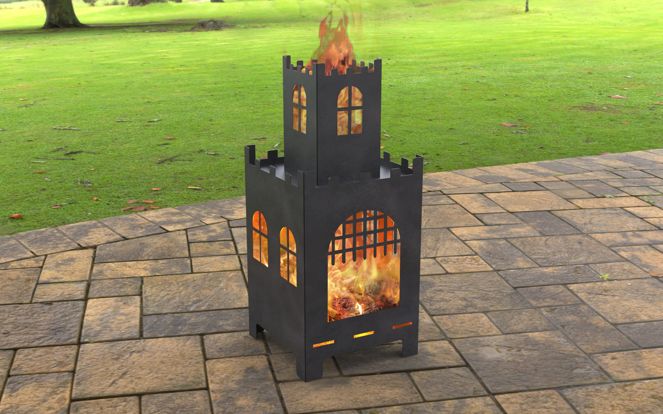 Castle Patio Fireplace. DXF, SVG files for laser, plasma cutting. Backyard Fire Pit