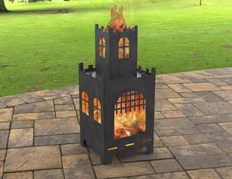 Castle Patio Fireplace. DXF, SVG files for laser, plasma cutting. Backyard Fire Pit
