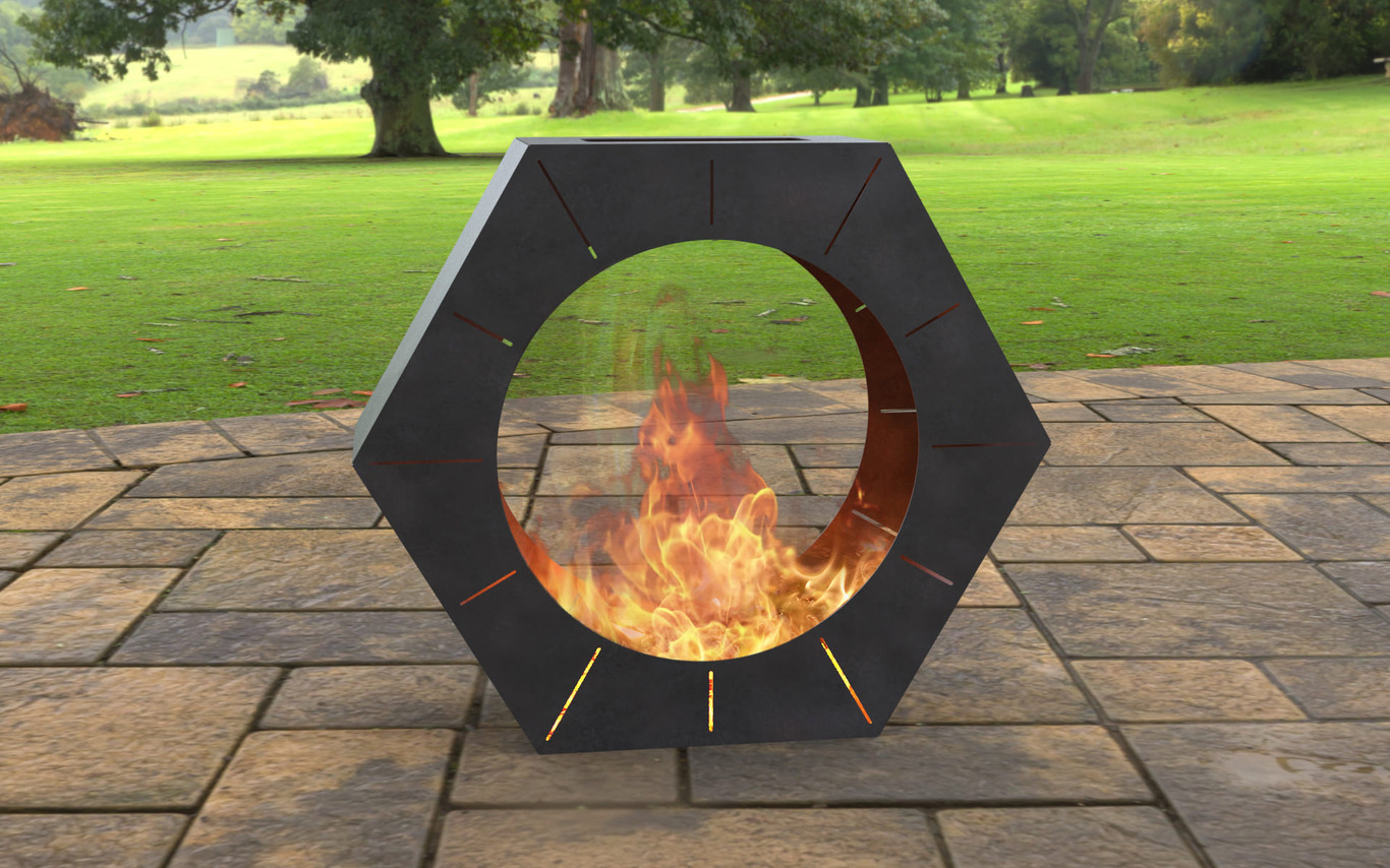 Hexagon Garden Fireplace. DXF, SVG files for laser, plasma cutting. Outdoor Fire Pit. Фото 2