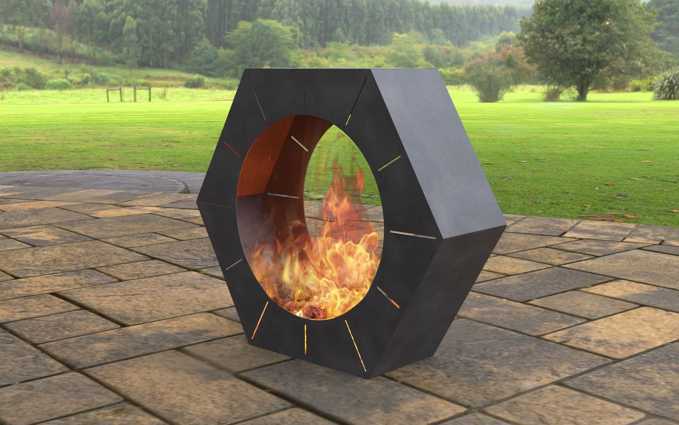 Hexagon Garden Fireplace. DXF, SVG files for laser, plasma cutting. Outdoor Fire Pit. Фото 3
