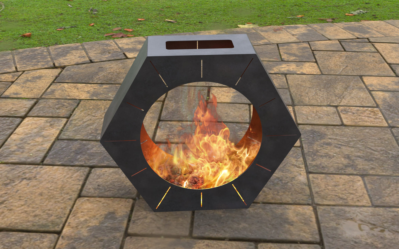 Hexagon Garden Fireplace. DXF, SVG files for laser, plasma cutting. Outdoor Fire Pit. Фото 4