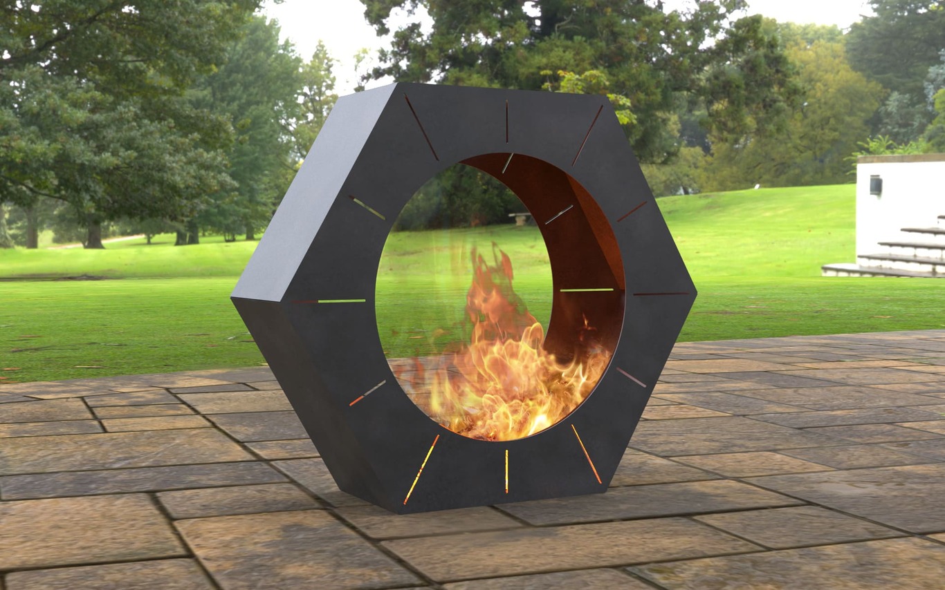 Hexagon Garden Fireplace. DXF, SVG files for laser, plasma cutting. Outdoor Fire Pit. Фото 6