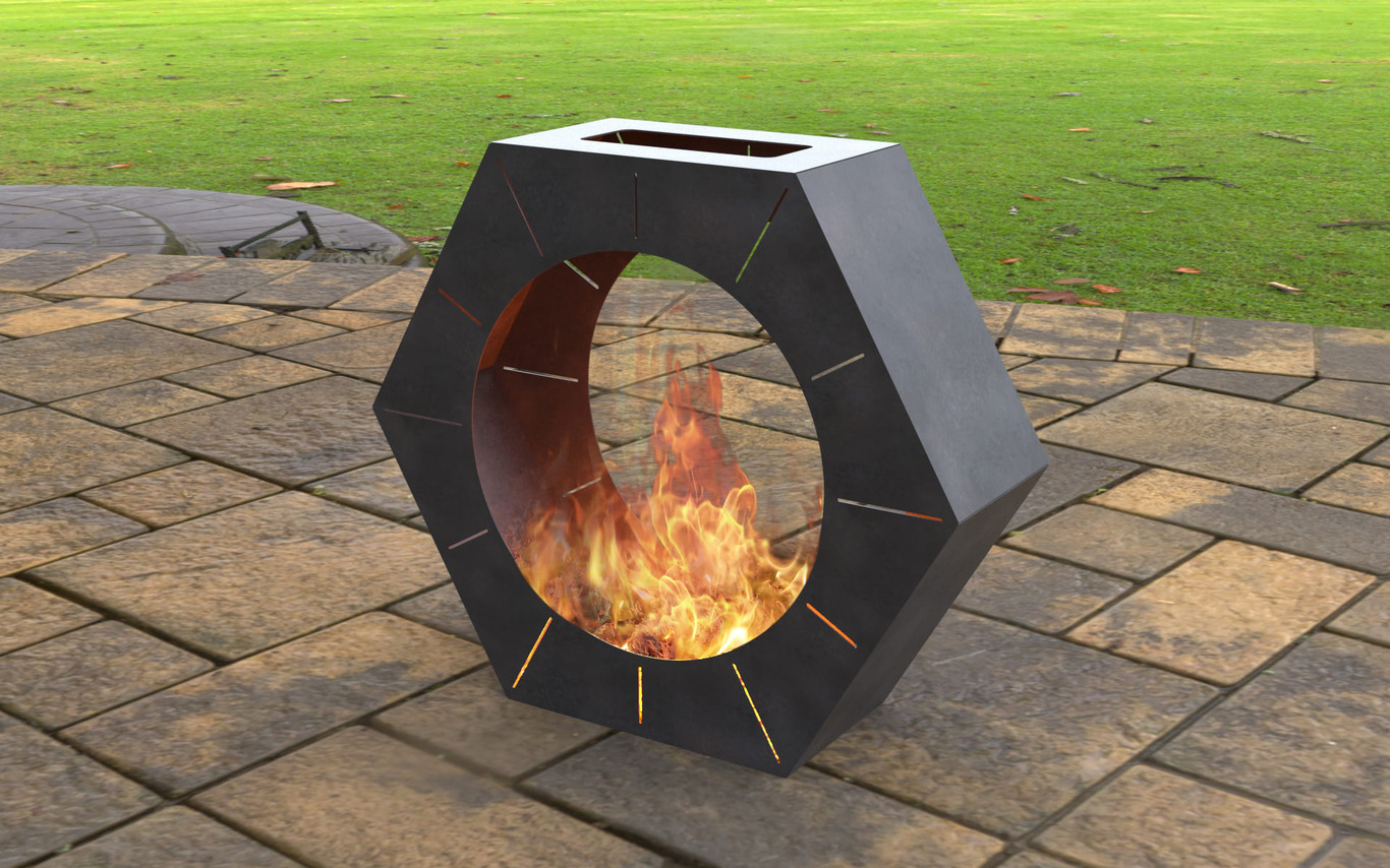 Hexagon Garden Fireplace. DXF, SVG files for laser, plasma cutting. Outdoor Fire Pit. Фото 5