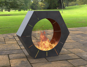 Hexagon Garden Fireplace. DXF, SVG files for laser, plasma cutting. Outdoor Fire Pit