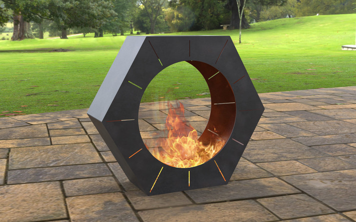 Hexagon Garden Fireplace. DXF, SVG files for laser, plasma cutting. Outdoor Fire Pit