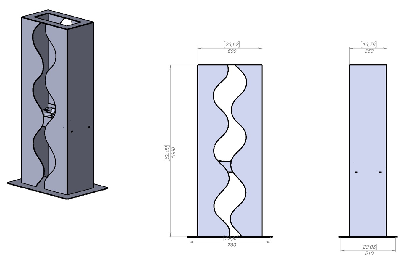 Lareira Externa Onda. Arquivos DXF e SVG para corte a laser e plasma. Fire pit para Pátio. Фото 8