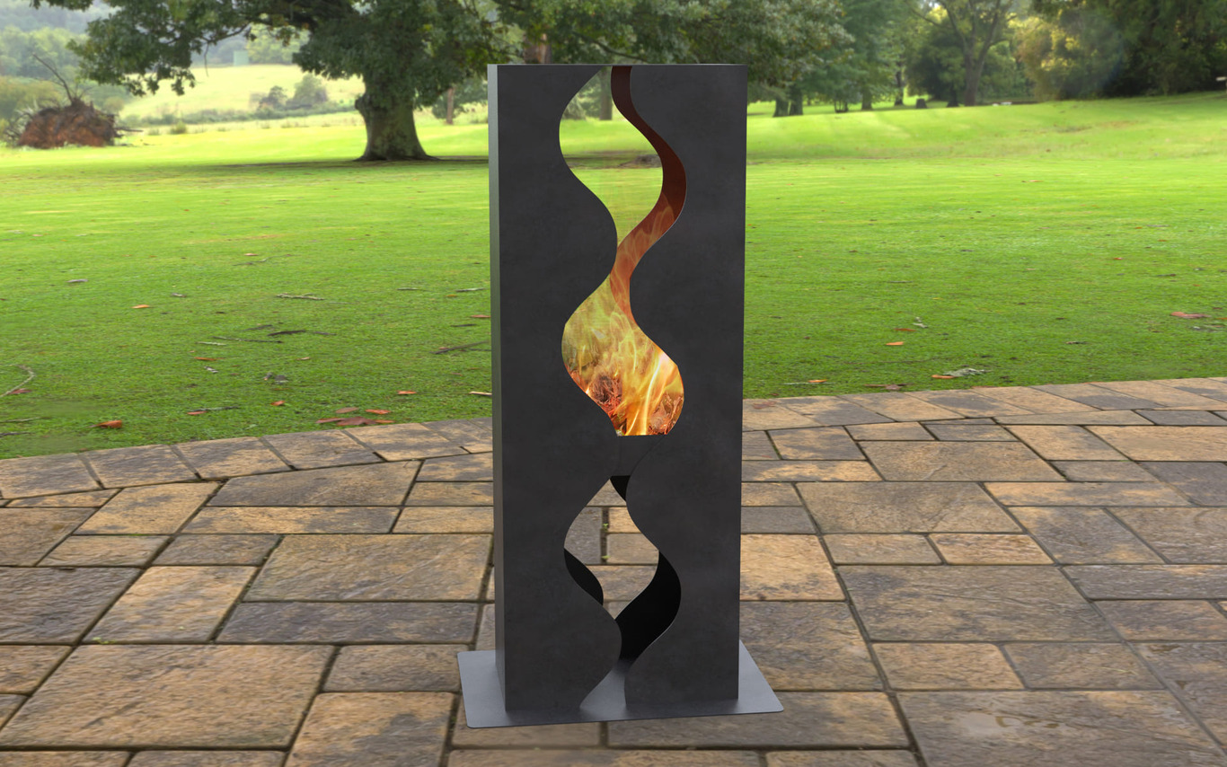 Lareira Externa Onda. Arquivos DXF e SVG para corte a laser e plasma. Fire pit para Pátio
