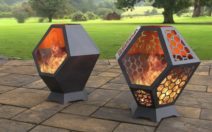 Lareira Externa V1 2 em 1. Arquivos DXF e SVG para corte a laser e plasma. Fire pit para Pátio