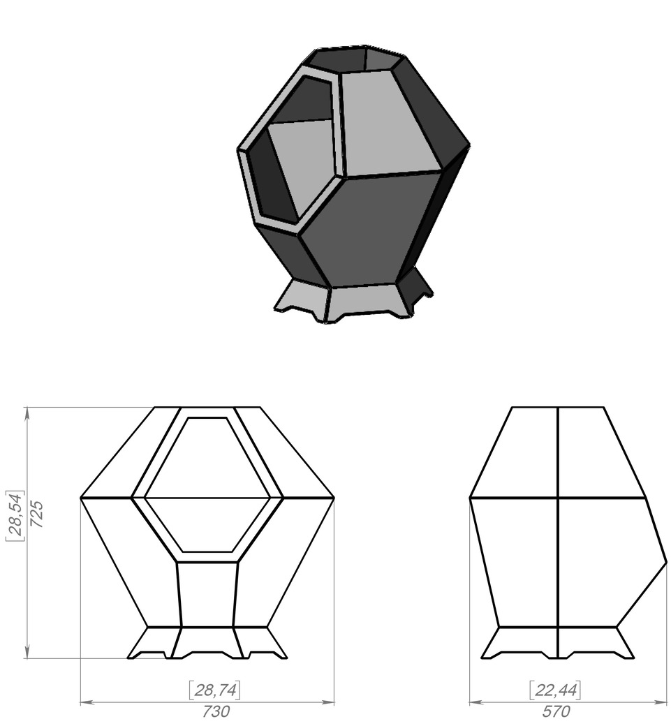 Lareira Externa V1 2 em 1. Arquivos DXF e SVG para corte a laser e plasma. Fire pit para Pátio. Фото 10