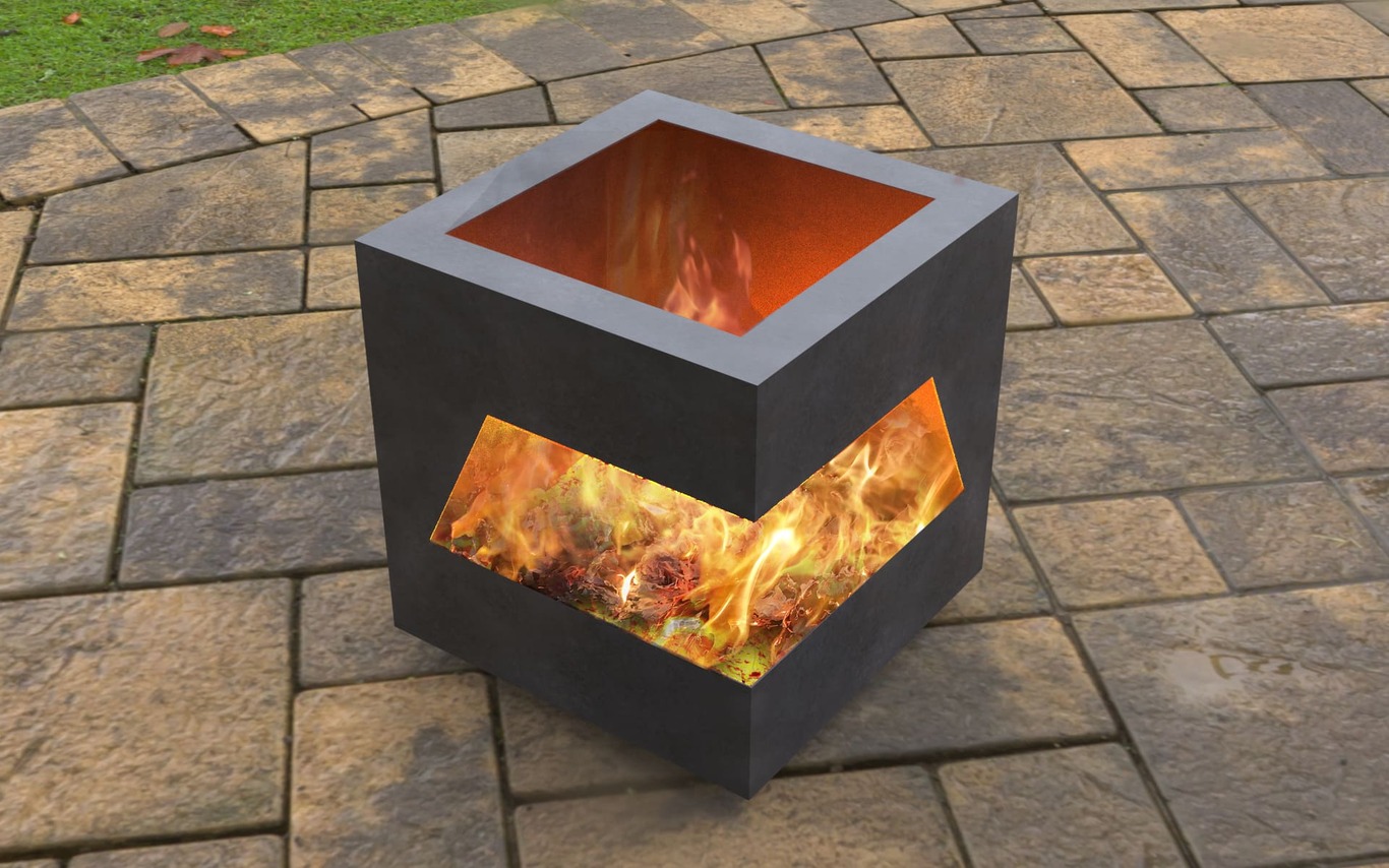 Caminetto da Giardino Cubo Moderno con Ritaglio. File DXF, SVG per taglio laser, plasma. Braciere da Esterno. Фото 5