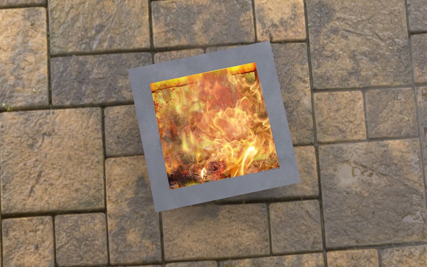 Modern Cube Backyard Fireplace with Square Cutout. DXF, SVG files for laser, plasma cutting. Garden Fire Pit. Фото 6