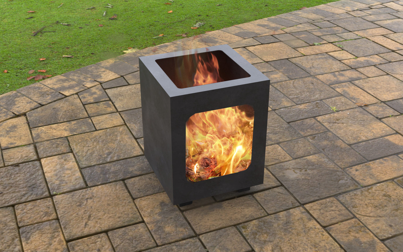 Modern Garden Fireplace with Cutout. DXF, SVG files for laser, plasma cutting. Outdoor Fire Pit. Фото 3