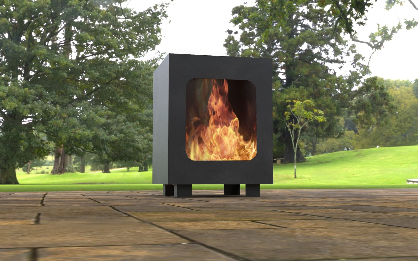 Modern Garden Fireplace with Cutout. DXF, SVG files for laser, plasma cutting. Outdoor Fire Pit. Фото 4