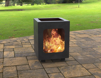 Modern Garden Fireplace with Cutout. DXF, SVG files for laser, plasma cutting. Outdoor Fire Pit
