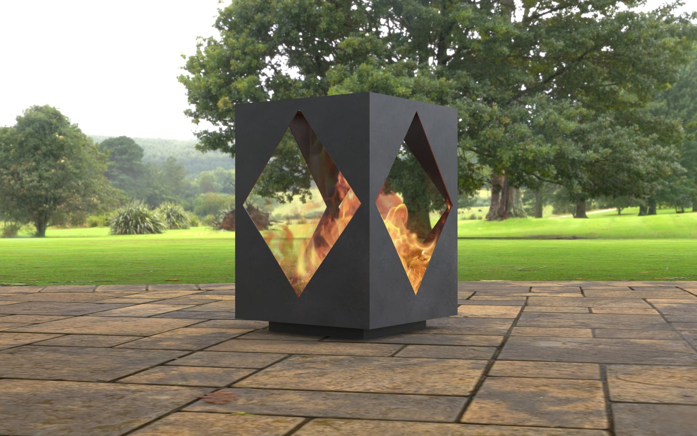 Modern Outdoor Fireplace with Rhombus Cutout. DXF, SVG files for laser, plasma cutting. Patio Fire Pit. Фото 6