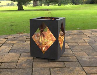 Modern Outdoor Fireplace with Rhombus Cutout. DXF, SVG files for laser, plasma cutting. Patio Fire Pit