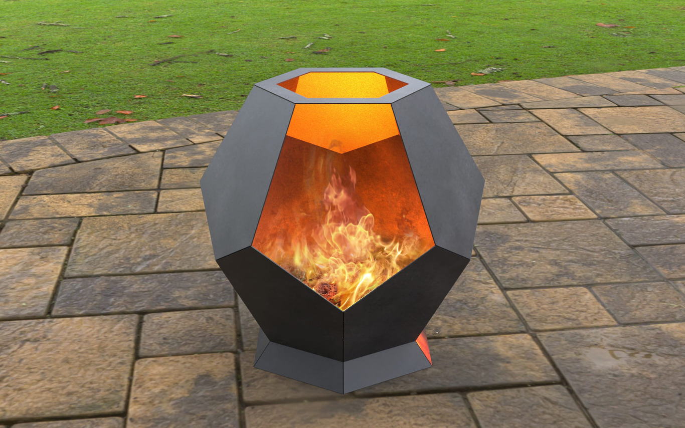 Patio Hexagon Stone Fireplace. DXF, SVG files for laser, plasma cutting. Backyard Fire Pit