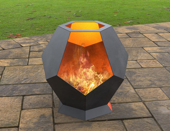 Patio Hexagon Stone Fireplace. DXF, SVG files for laser, plasma cutting. Backyard Fire Pit
