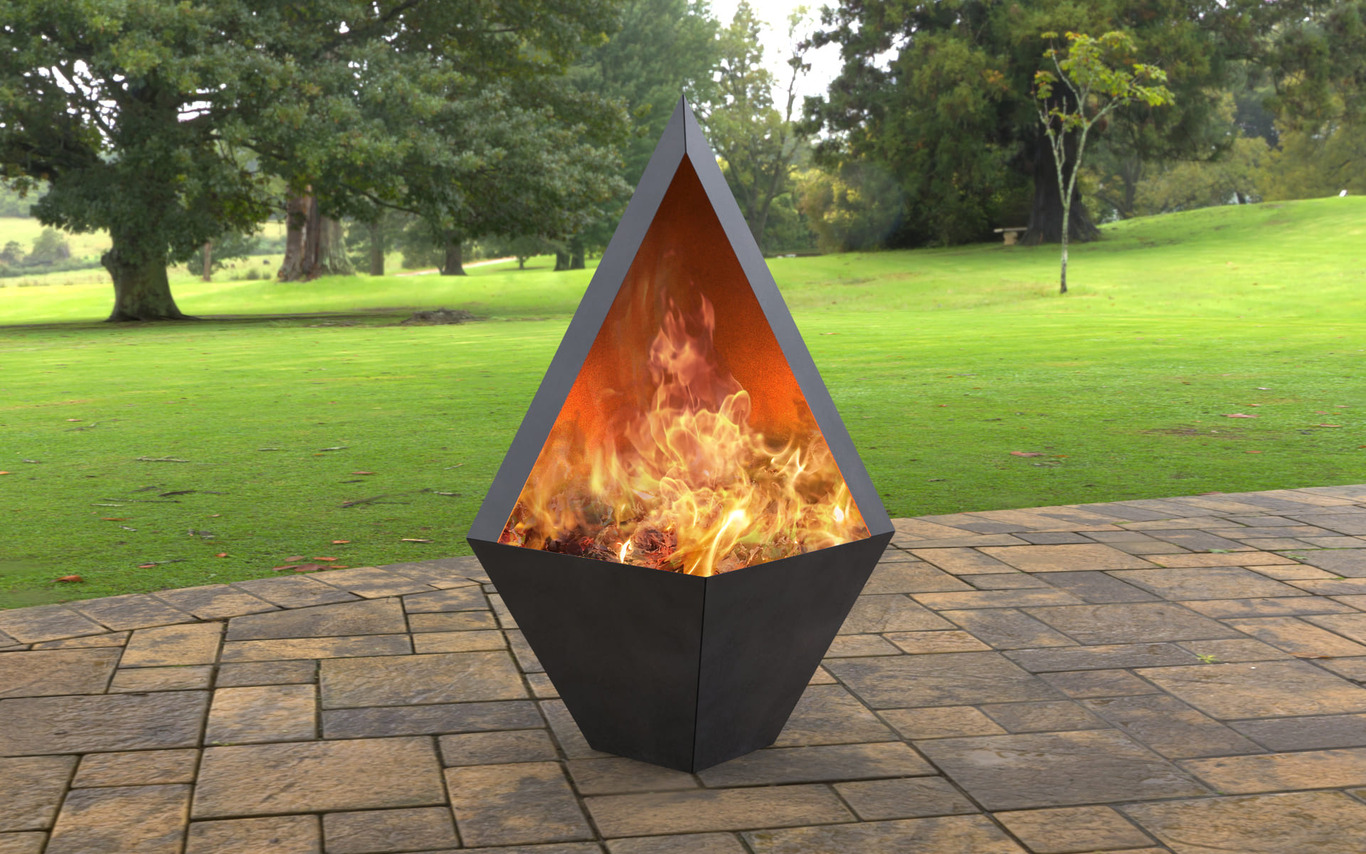 Backyard Acute Fireplace. DXF, SVG files for laser, plasma cutting. Garden Fire Pit