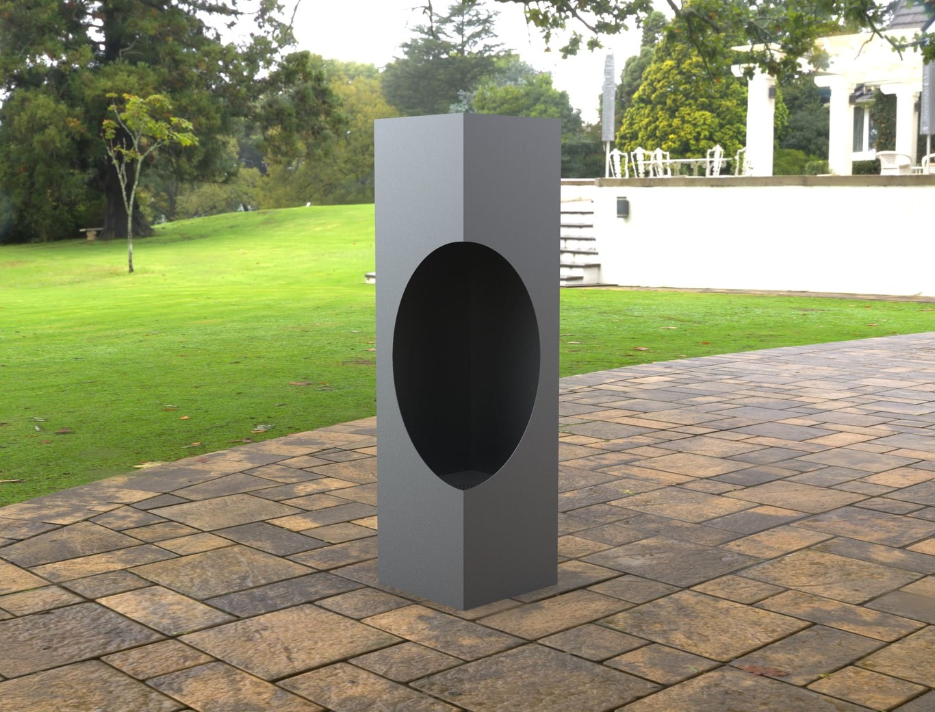 Garden Oval Column Fireplace. DXF, SVG files for laser, plasma cutting. Outdoor Fire Pit. Фото 6