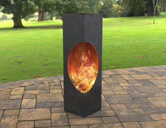 Garden Oval Column Fireplace. DXF, SVG files for laser, plasma cutting. Outdoor Fire Pit