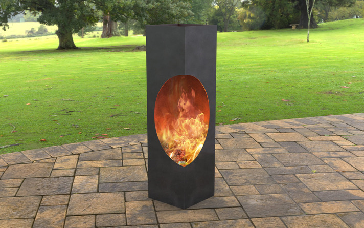 Garden Oval Column Fireplace. DXF, SVG files for laser, plasma cutting. Outdoor Fire Pit