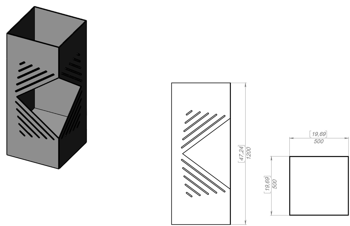 Outdoor Rhombus Column Fireplace. DXF, SVG files for laser, plasma cutting. Patio Fire Pit. Фото 7