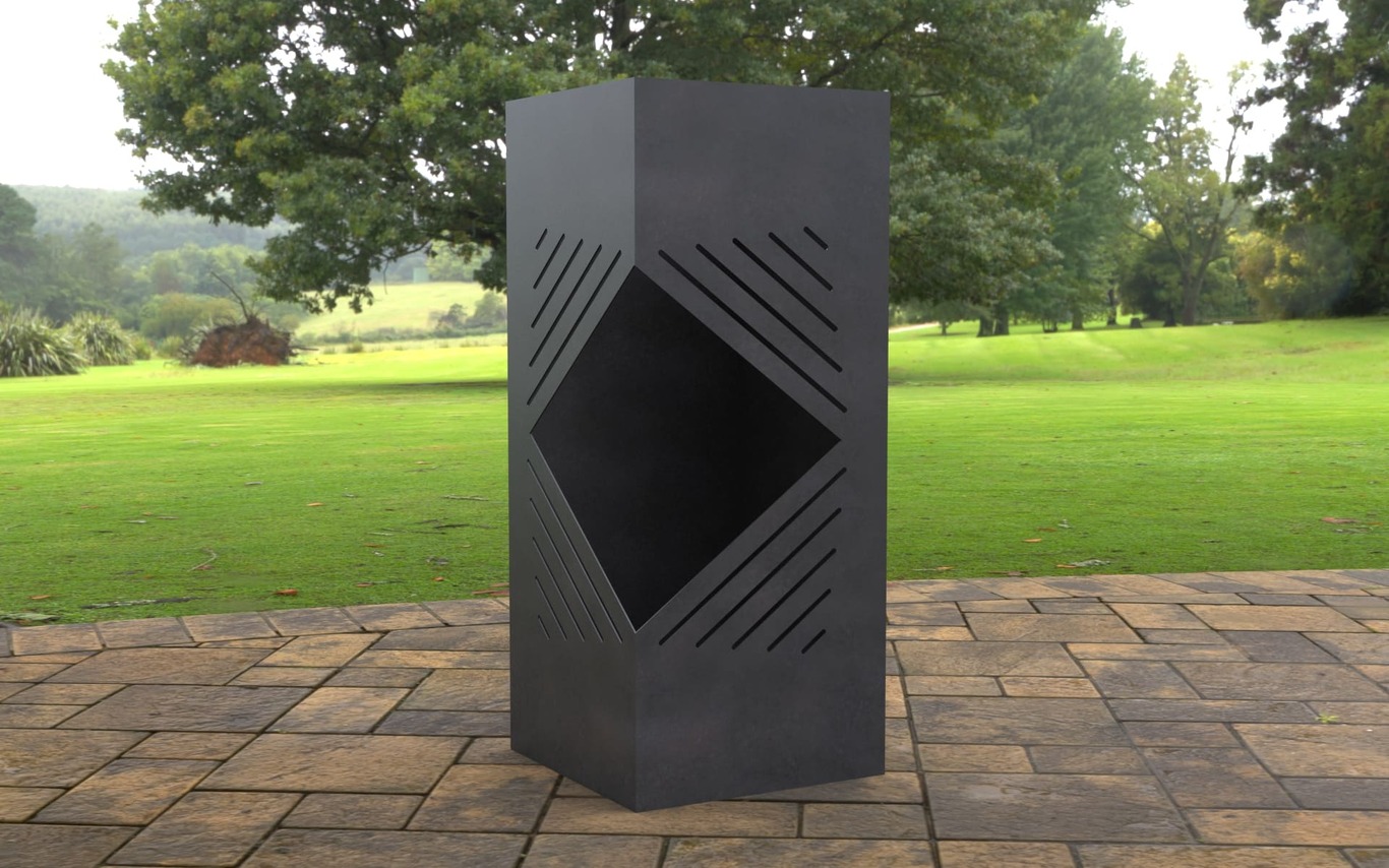 Outdoor Rhombus Column Fireplace. DXF, SVG files for laser, plasma cutting. Patio Fire Pit. Фото 5