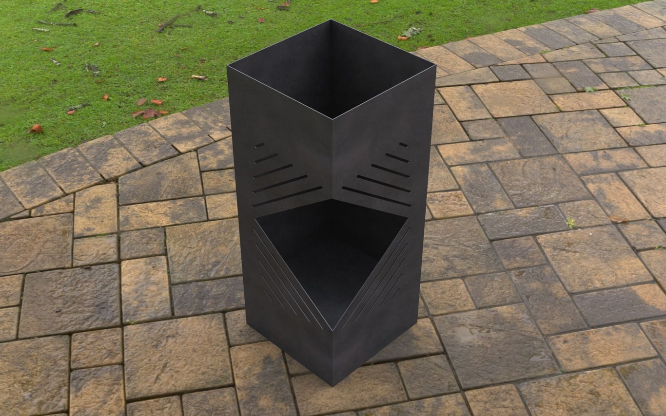 Outdoor Rhombus Column Fireplace. DXF, SVG files for laser, plasma cutting. Patio Fire Pit. Фото 4