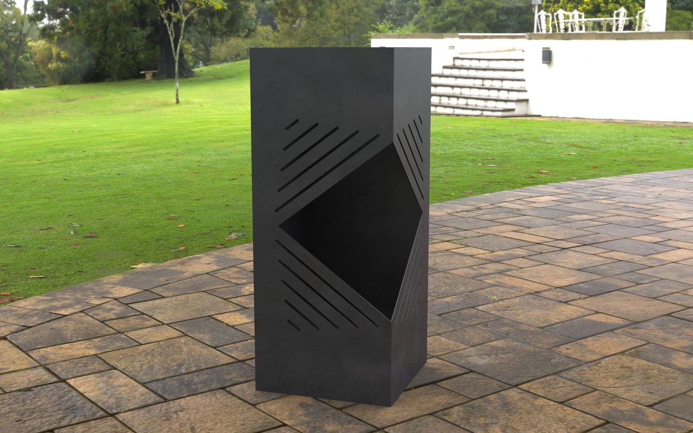 Outdoor Rhombus Column Fireplace. DXF, SVG files for laser, plasma cutting. Patio Fire Pit. Фото 6
