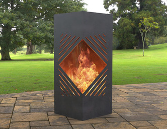 Outdoor Rhombus Column Fireplace. DXF, SVG files for laser, plasma cutting. Patio Fire Pit