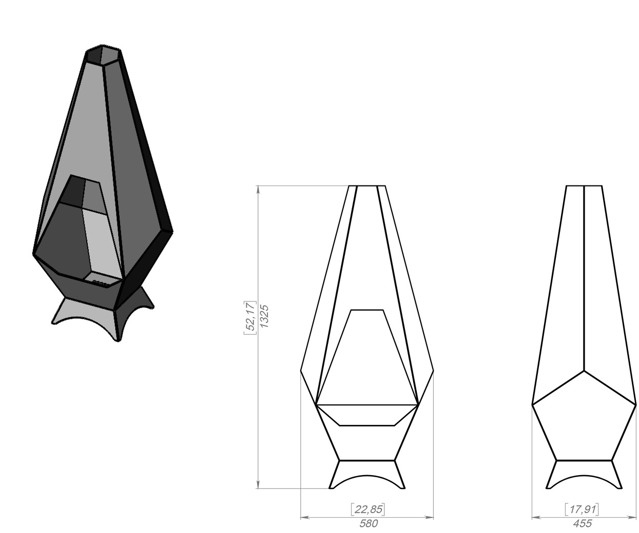 Backyard Classic Fireplace. DXF, SVG files for laser, plasma cutting. Chiminea Fire Pit. Фото 7