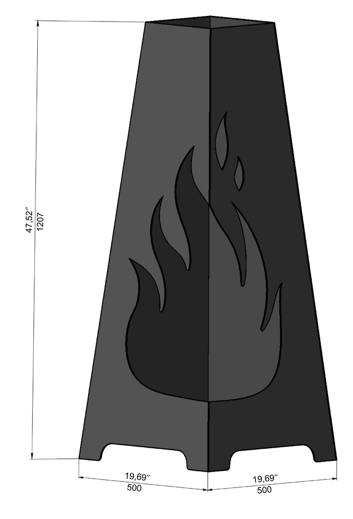 Lareira de Jardim Fogo. Arquivos DXF e SVG para corte a laser e plasma. Lareira Externa Pirâmide. Фото 8