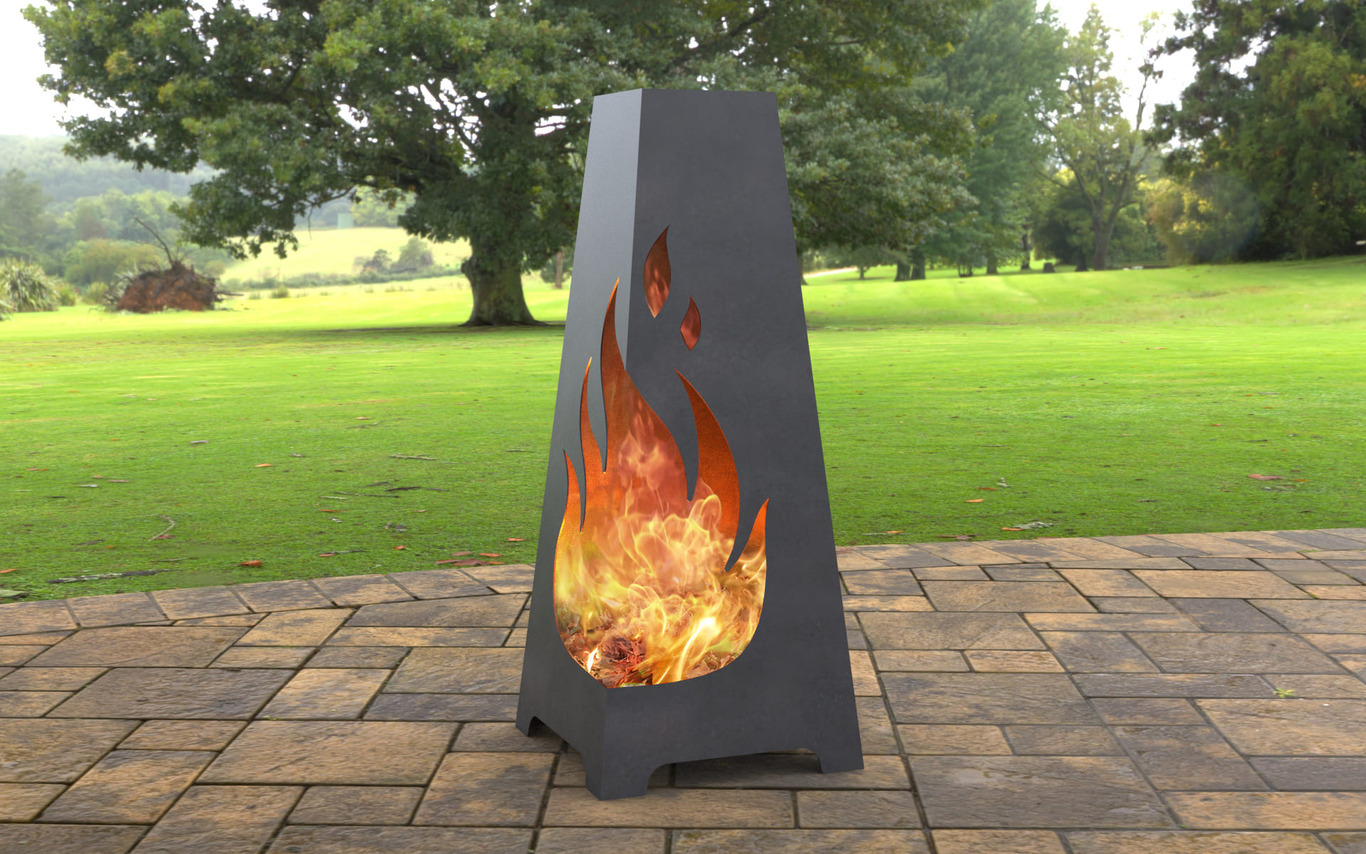 Lareira de Jardim Fogo. Arquivos DXF e SVG para corte a laser e plasma. Lareira Externa Pirâmide. Фото 2
