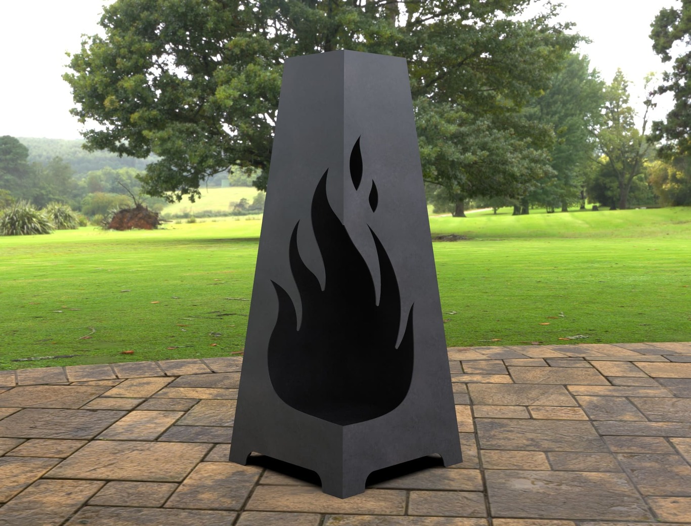 Lareira de Jardim Fogo. Arquivos DXF e SVG para corte a laser e plasma. Lareira Externa Pirâmide. Фото 3