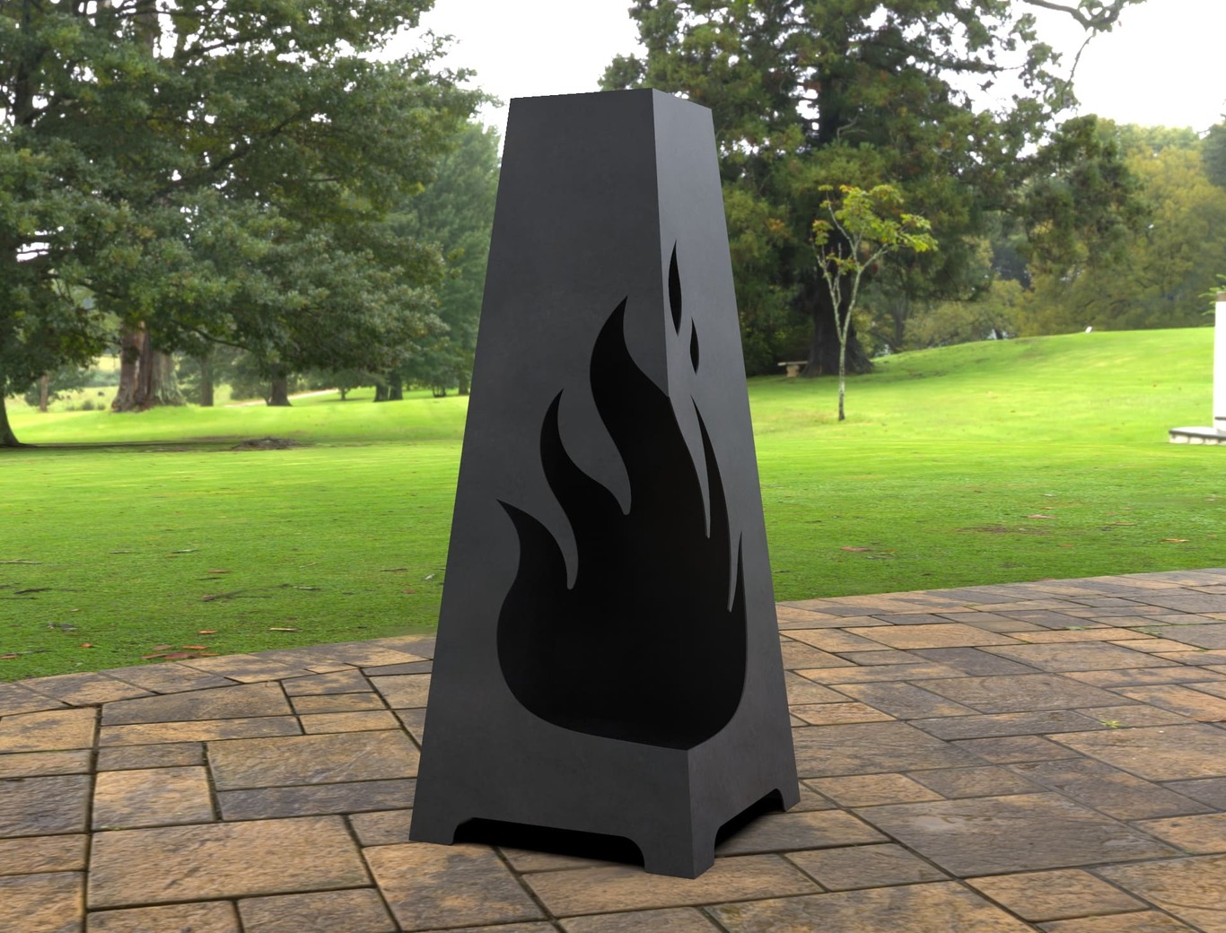 Lareira de Jardim Fogo. Arquivos DXF e SVG para corte a laser e plasma. Lareira Externa Pirâmide. Фото 4