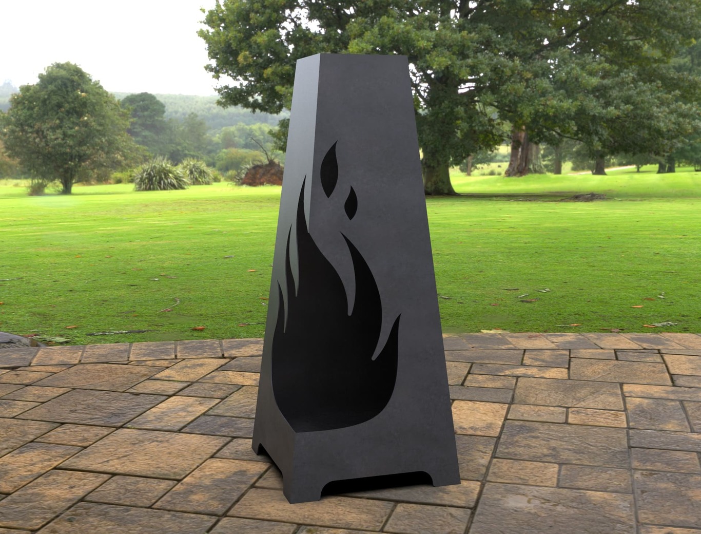 Lareira de Jardim Fogo. Arquivos DXF e SVG para corte a laser e plasma. Lareira Externa Pirâmide. Фото 5