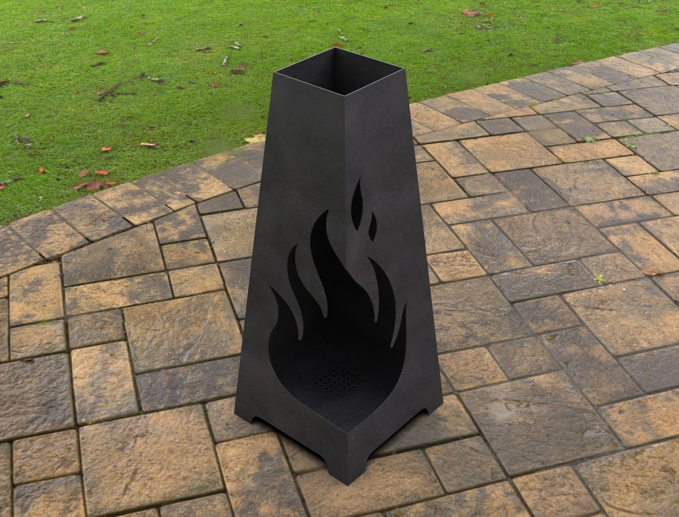 Lareira de Jardim Fogo. Arquivos DXF e SVG para corte a laser e plasma. Lareira Externa Pirâmide. Фото 6