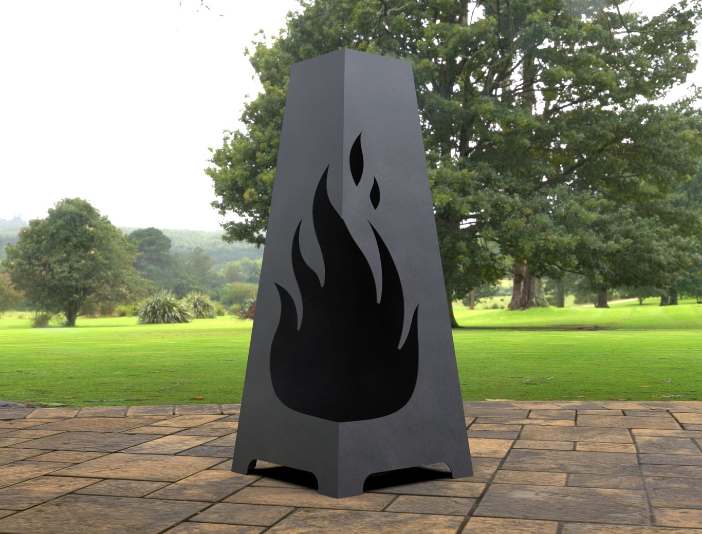 Lareira de Jardim Fogo. Arquivos DXF e SVG para corte a laser e plasma. Lareira Externa Pirâmide. Фото 7