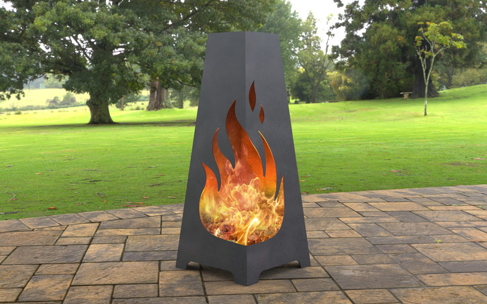 Lareira de Jardim Fogo. Arquivos DXF e SVG para corte a laser e plasma. Lareira Externa Pirâmide