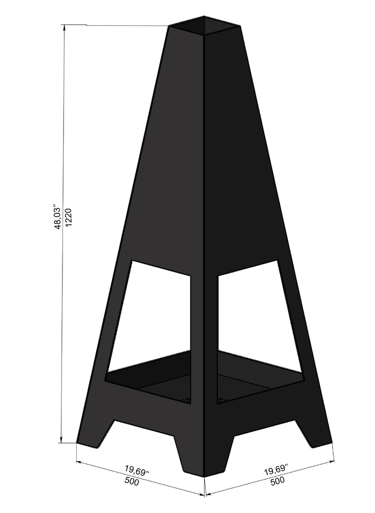 Backyard Four-sided Fireplace. DXF, SVG files for laser, plasma cutting. Chiminea Fire Pit. Фото 8