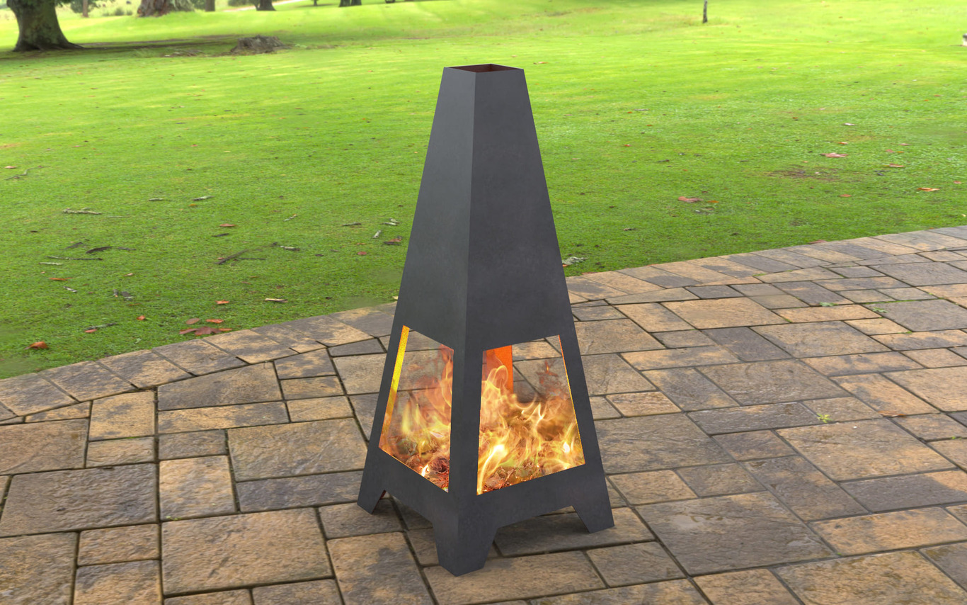 Backyard Four-sided Fireplace. DXF, SVG files for laser, plasma cutting. Chiminea Fire Pit. Фото 2