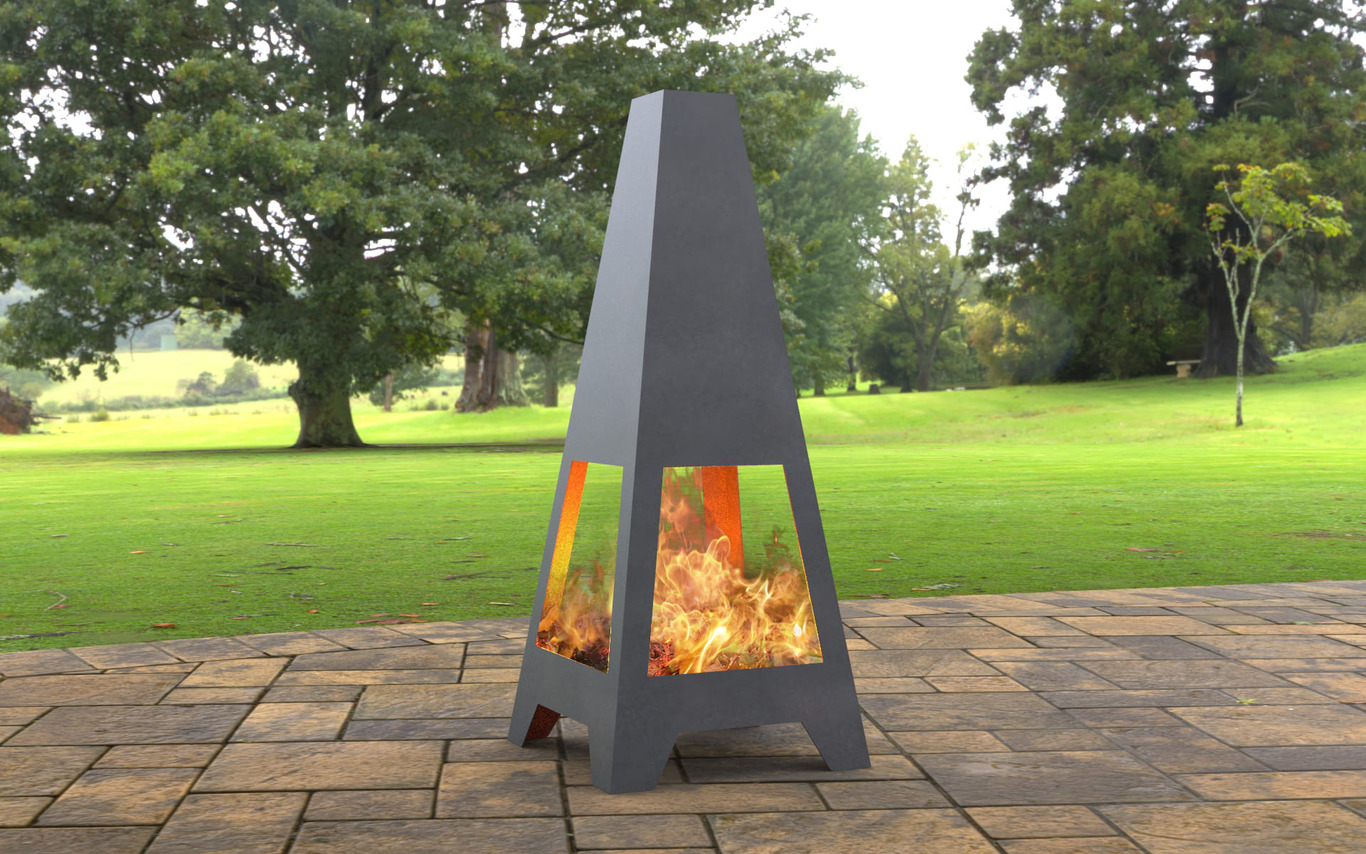 Backyard Four-sided Fireplace. DXF, SVG files for laser, plasma cutting. Chiminea Fire Pit