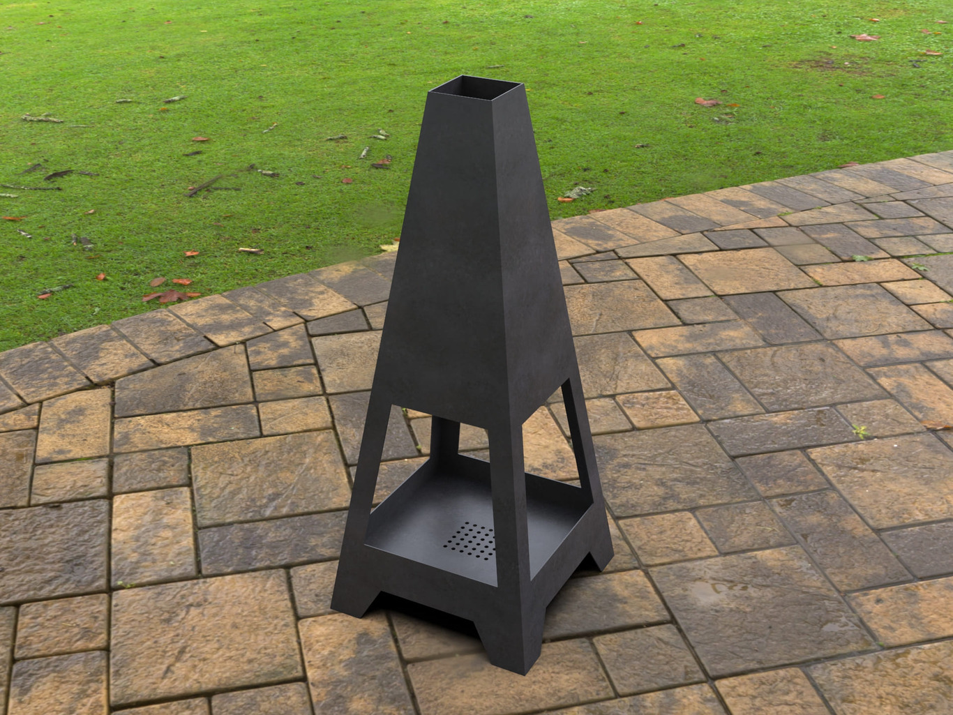 Backyard Four-sided Fireplace. DXF, SVG files for laser, plasma cutting. Chiminea Fire Pit. Фото 7