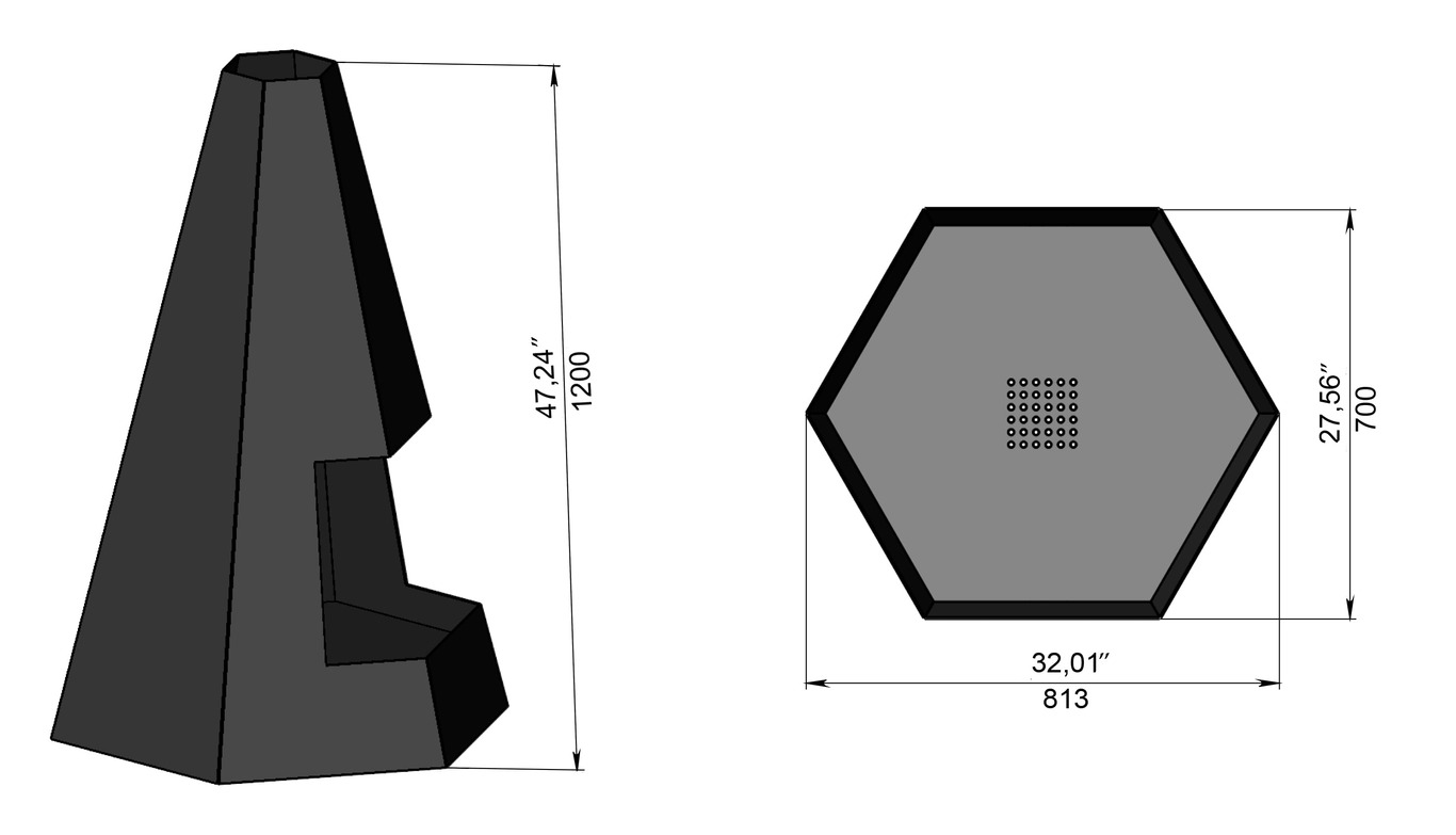 Outdoor Hexagon Fireplace. DXF, SVG files for laser, plasma cutting. Chiminea Fire Pit. Фото 10