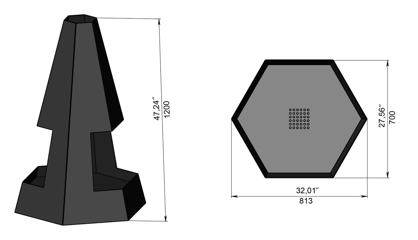 Patio Hexagon Double-sided Fireplace. DXF, SVG files for laser, plasma cutting. Chiminea Fire Pit. Фото 11