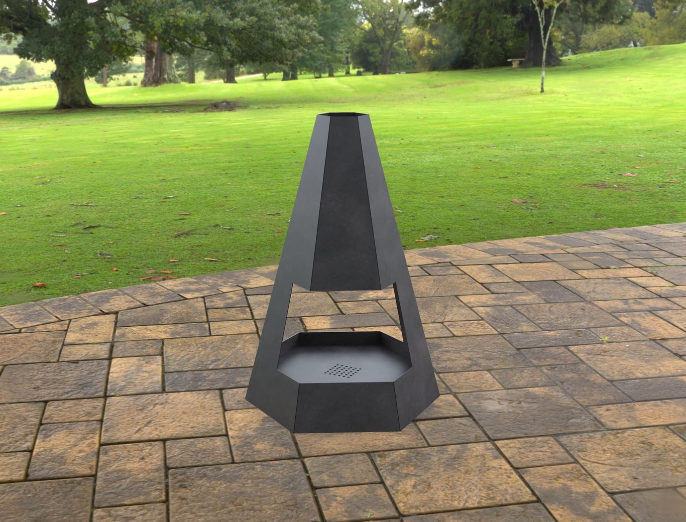 Patio Hexagon Double-sided Fireplace. DXF, SVG files for laser, plasma cutting. Chiminea Fire Pit. Фото 6